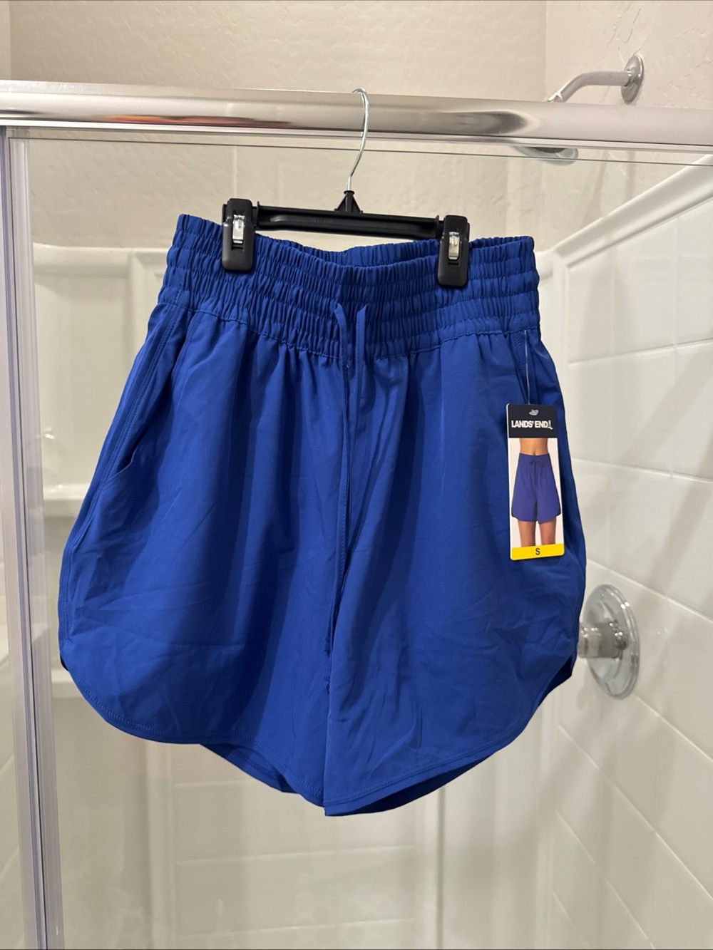 Lands' End Women's Royal Blue Elastic-Waist Athletic Shorts